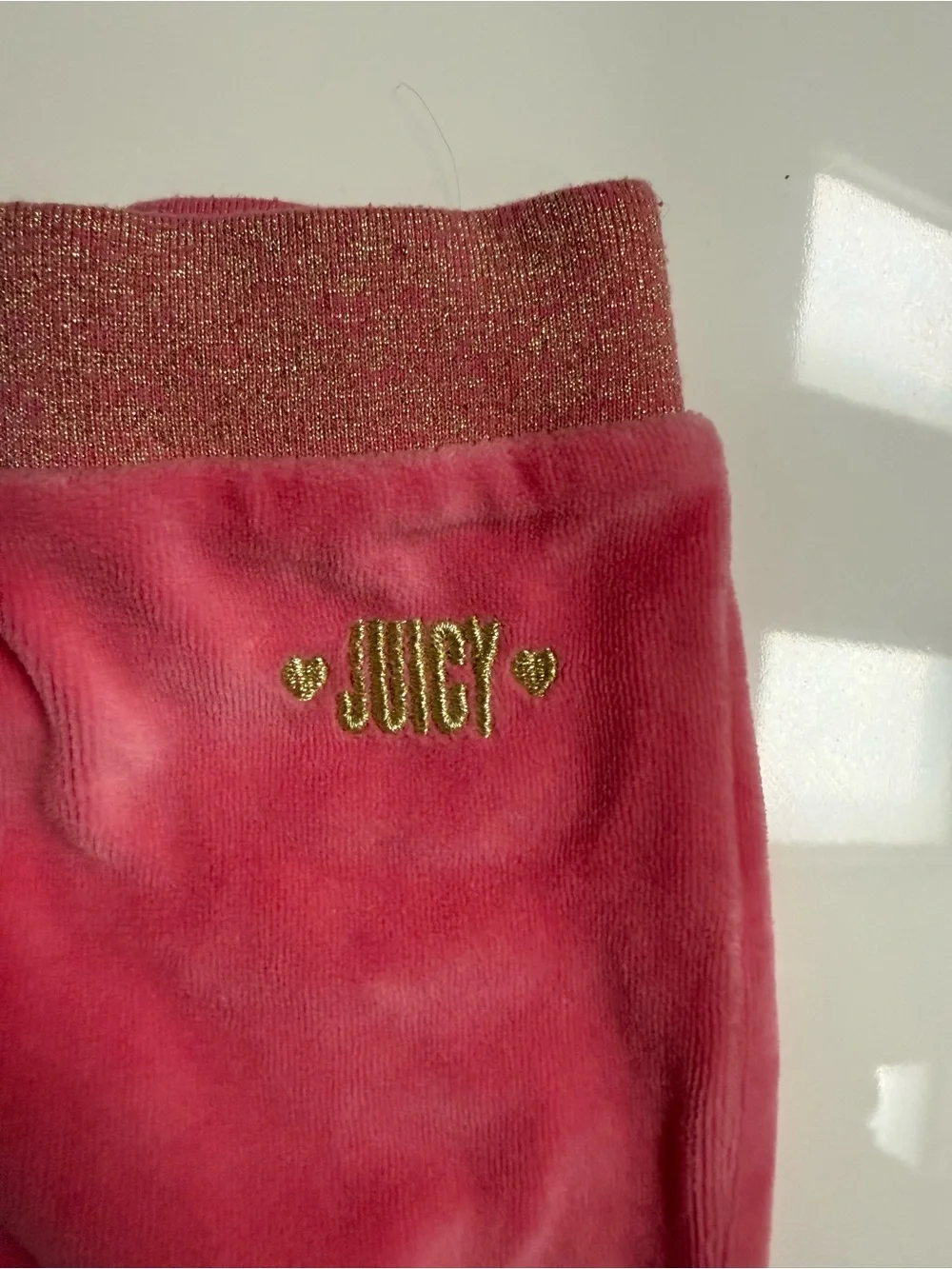 Juicy Couture Pink Velour Zip Hoodie and Pants Track suit with Gold Zipper